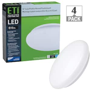 12 in. Round LED Flush Mount Ceiling Light Closet Bathroom Lighting Hallway 120-277 Volt 4000K Bright White (4-Pack)