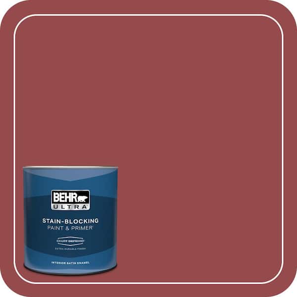 BEHR ULTRA 1 qt. #M140-6 Circus Red Extra Durable Satin Enamel Interior Paint & Primer