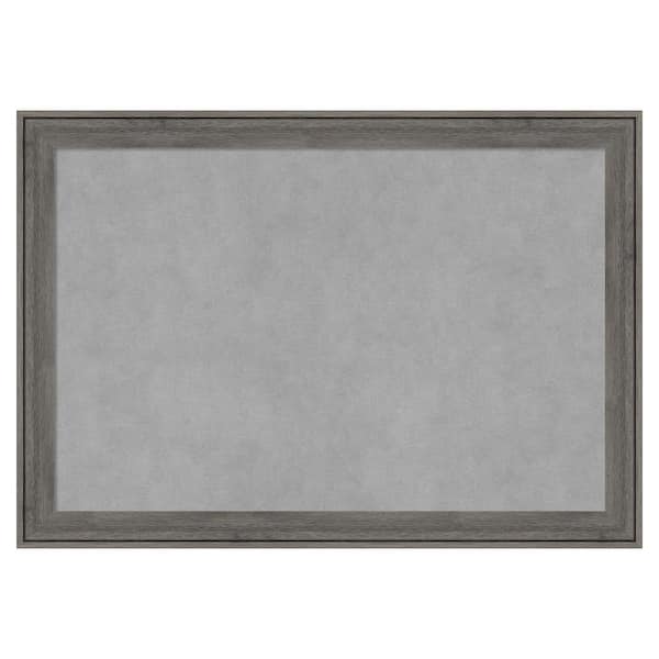 Amanti Art Regis Barnwood Grey Narrow 27 in. x 19 in Framed Magnetic Board