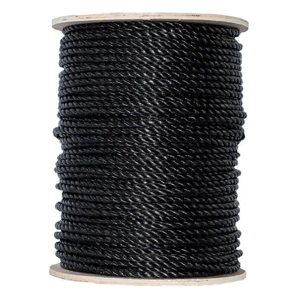 3/8 in. x 500 ft. - Twisted Black Polypropylene All Purpose Rope