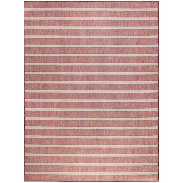 Nourison Positano Rainbow Ivory 9 ft. x 12 ft. Stripes Contemporary Area Rug