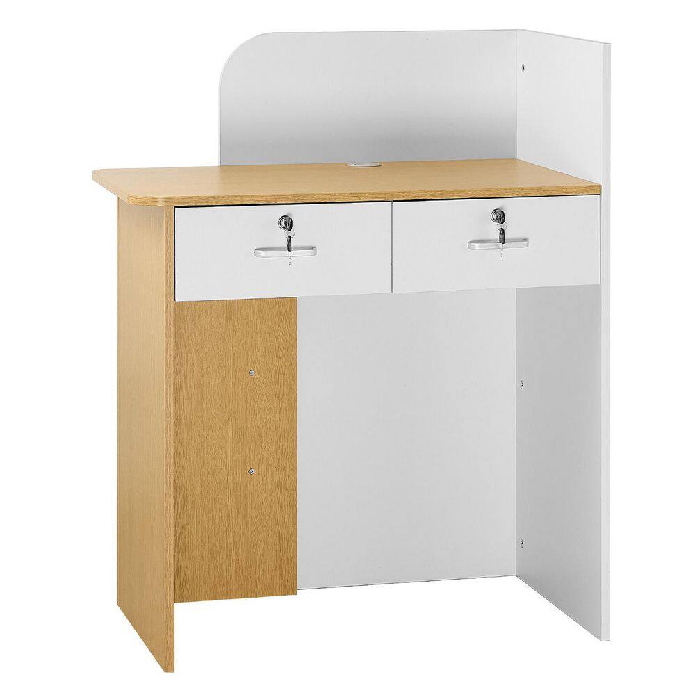 Reception Desk, Modern Office Reception Desk, 2 Drawers & Power Outlets, 31.5 in. Rectangular Front Counter Table price history on PriceWatchPro