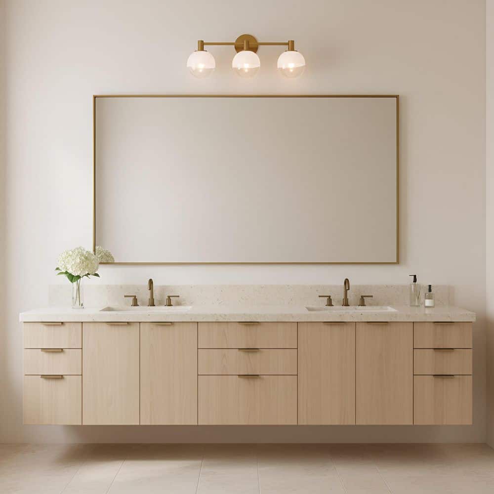 Torian 24 in. 3-Light Burnsihed Brass Bathroom Bedroom Vanity Light Wall Fixture With Milk Clear Glass Mix Shade price history on PriceWatchPro
