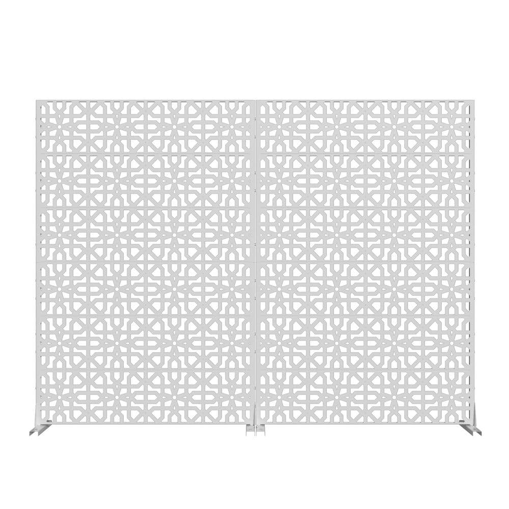 16 in. L x 72 in. H x 47 in. W Galvanized Metal Wall Sculptures Outdoor Privacy Screens Garden Fence in White (Set of 2) price history on PriceWatchPro