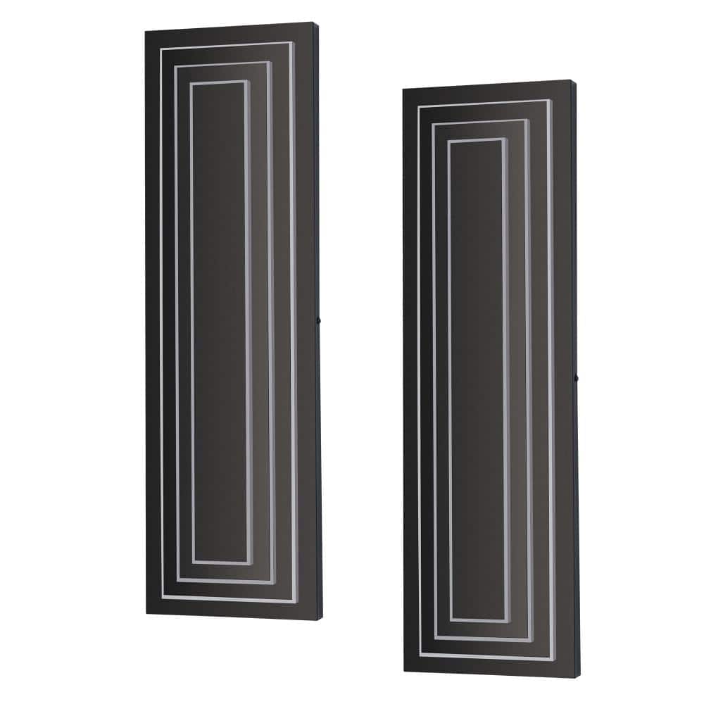 24 in. Matte Black Outdoor LED Wall Sconce 36-Watt 3000K Modern 3-Tier Hardwired Wall Light Fixture (2-Pack) price history on PriceWatchPro