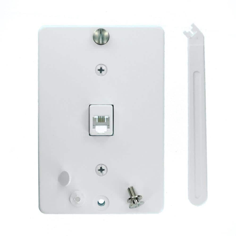 White ABS Plastic 1-Port Telephone Wall Plate