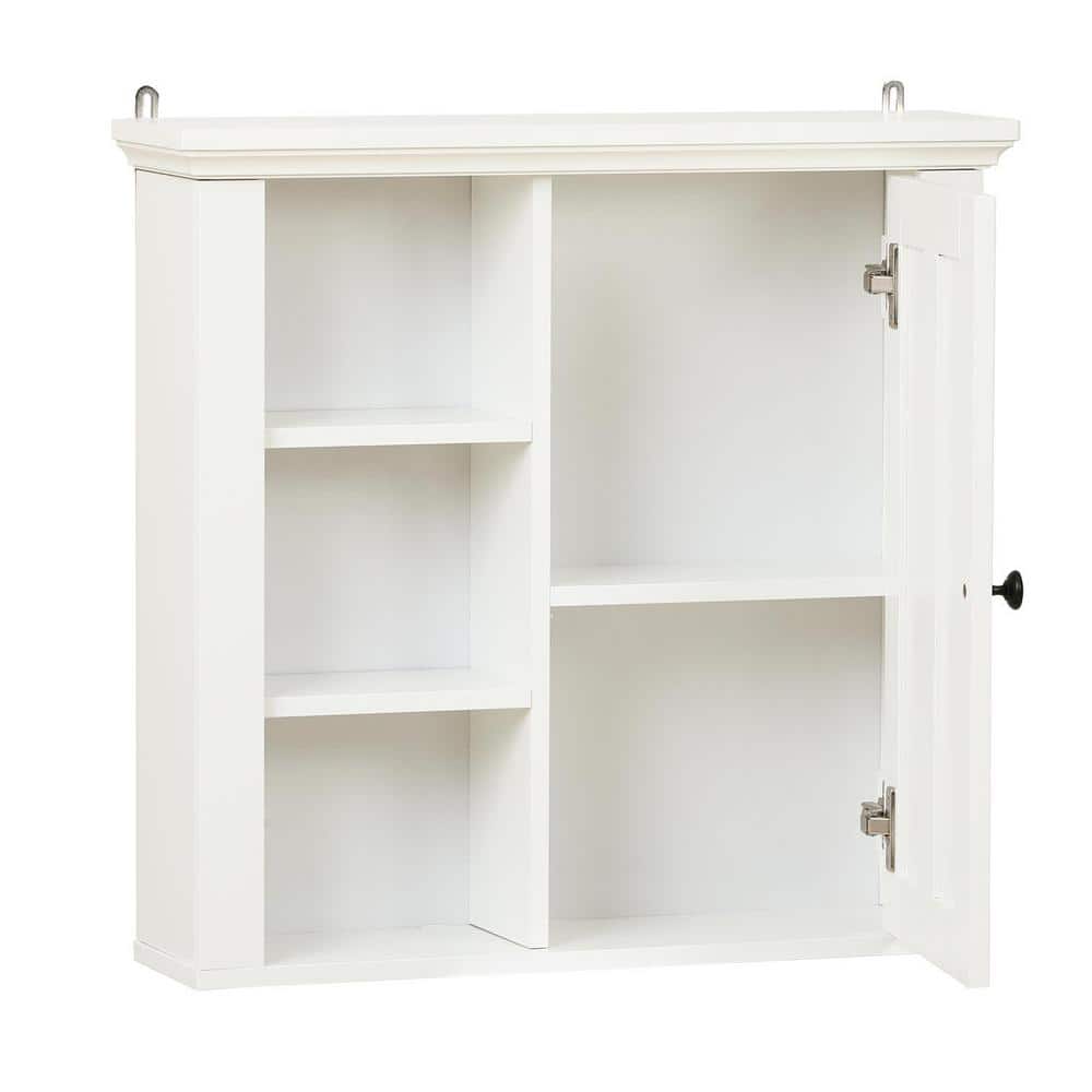 White MDF Bathroom Wall Cabinet with Adjustable Shelves
