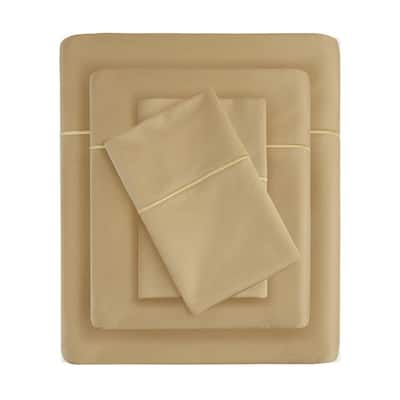 600 Thread Count 4-Piece Gold King Pima Cotton Sateen Sheet Set