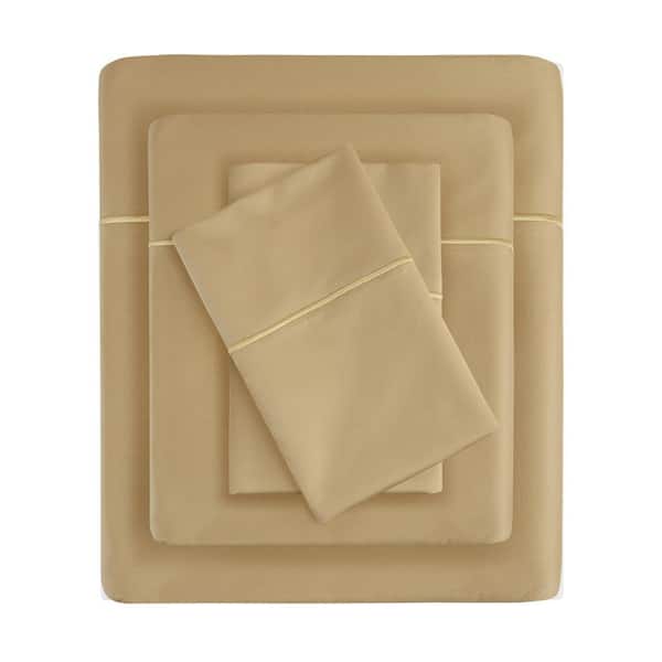 Madison Park 600 Thread Count 4-Piece Gold King Pima Cotton Sateen Sheet Set