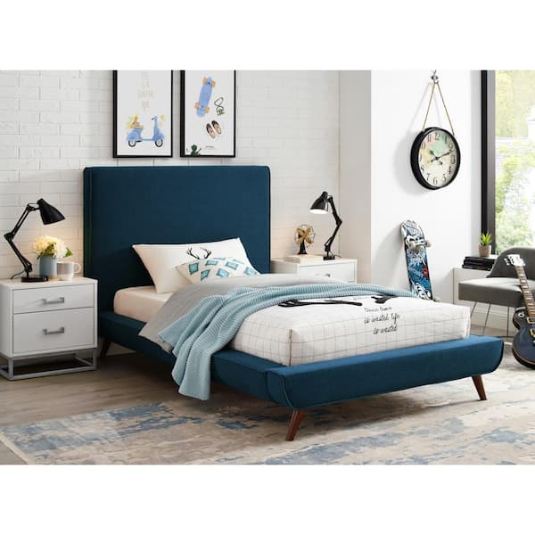 Adney Upholstered King Bed, Blue Denime - Bed Bath & Beyond - 12650724
