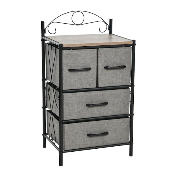 HOUSEHOLD ESSENTIALS Victoria Ashwood Black and Gray 31.7 in. Accent Cabinet with 4-Drawers
