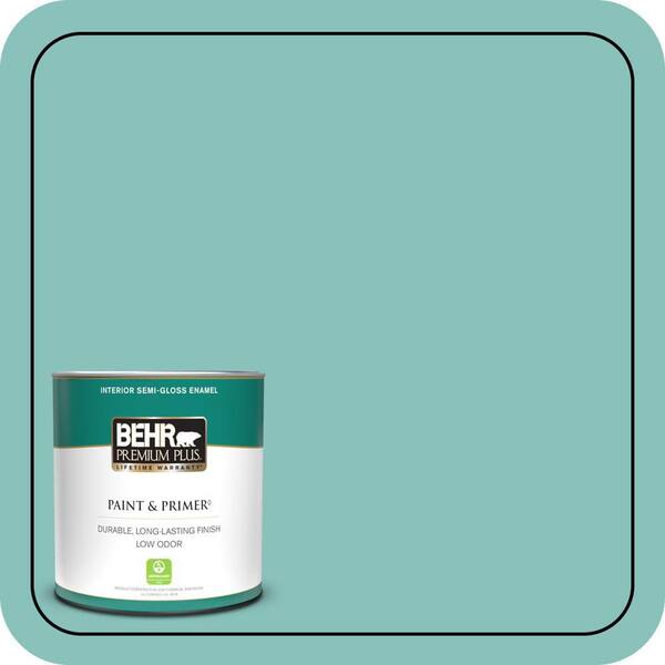 BEHR PREMIUM PLUS 1 qt. #M450-4 Undine Semi-Gloss Enamel Low Odor Interior Paint & Primer