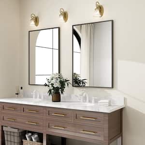 24 in. W x 36 in. H Rectangular Metal Framed Wall Bathroom Vanity Mirror Black