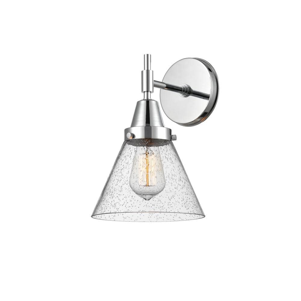 Cone 1-Light Polished Chrome, Seedy Wall Sconce with Clear Glass Shade price history on PriceWatchPro