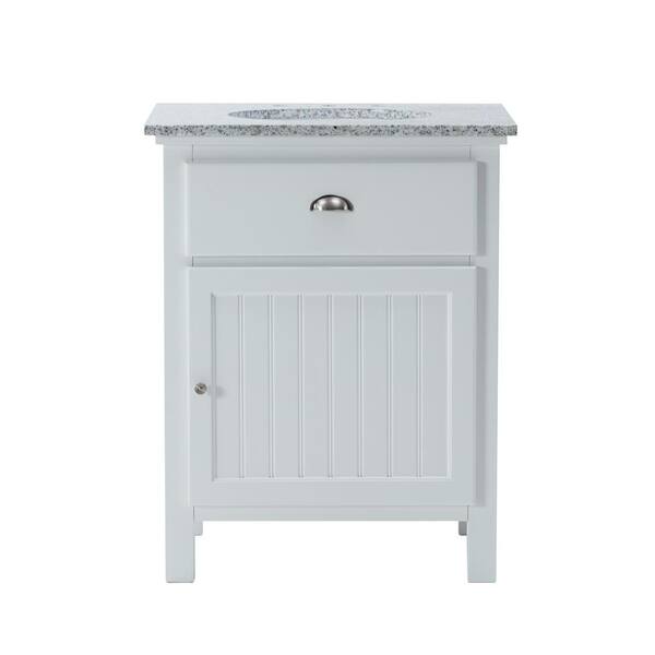 Home Decorators Collection Ridgemore 28 in. W x 22 in. D Bath Vanity in White with Granite Vanity Top in Grey