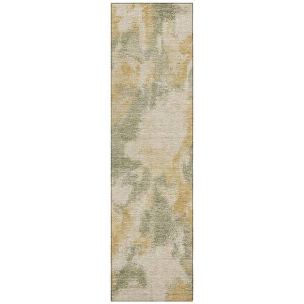 Chantille Machine Washable Indoor/Outdoor Abstract ACN3017 Gold 2 ft. x 7 ft. Runner Rug