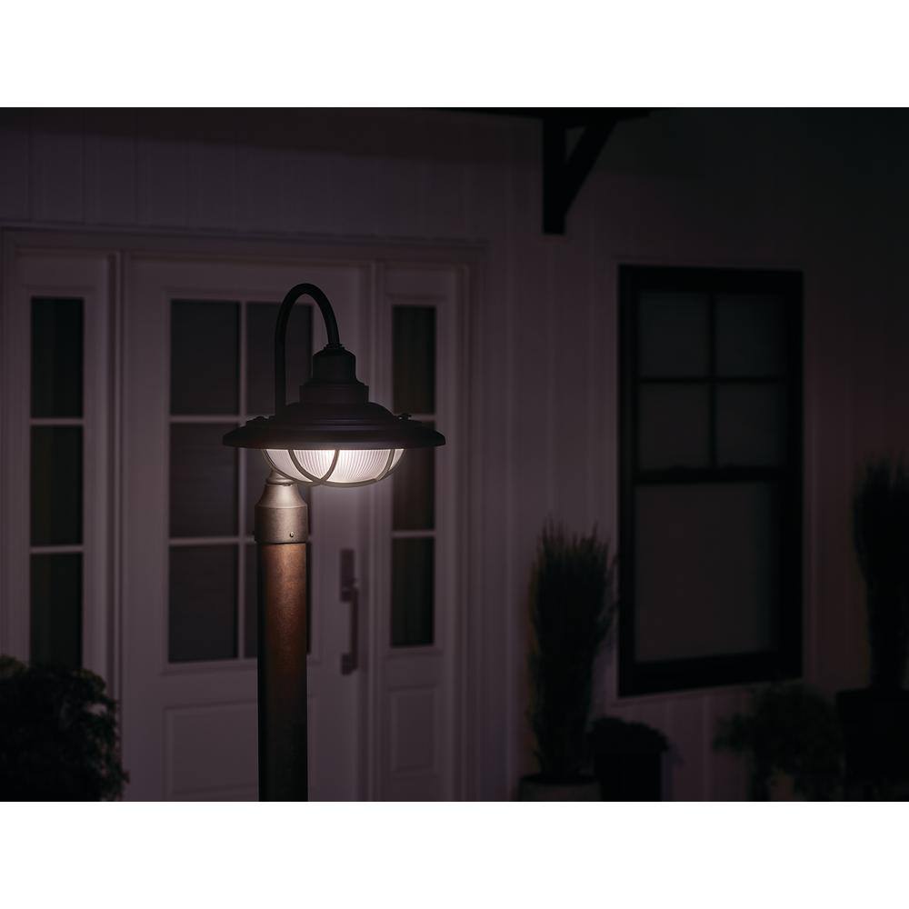 Harvest Ridge Black Aluminum Outdoor Post Light with White Shade