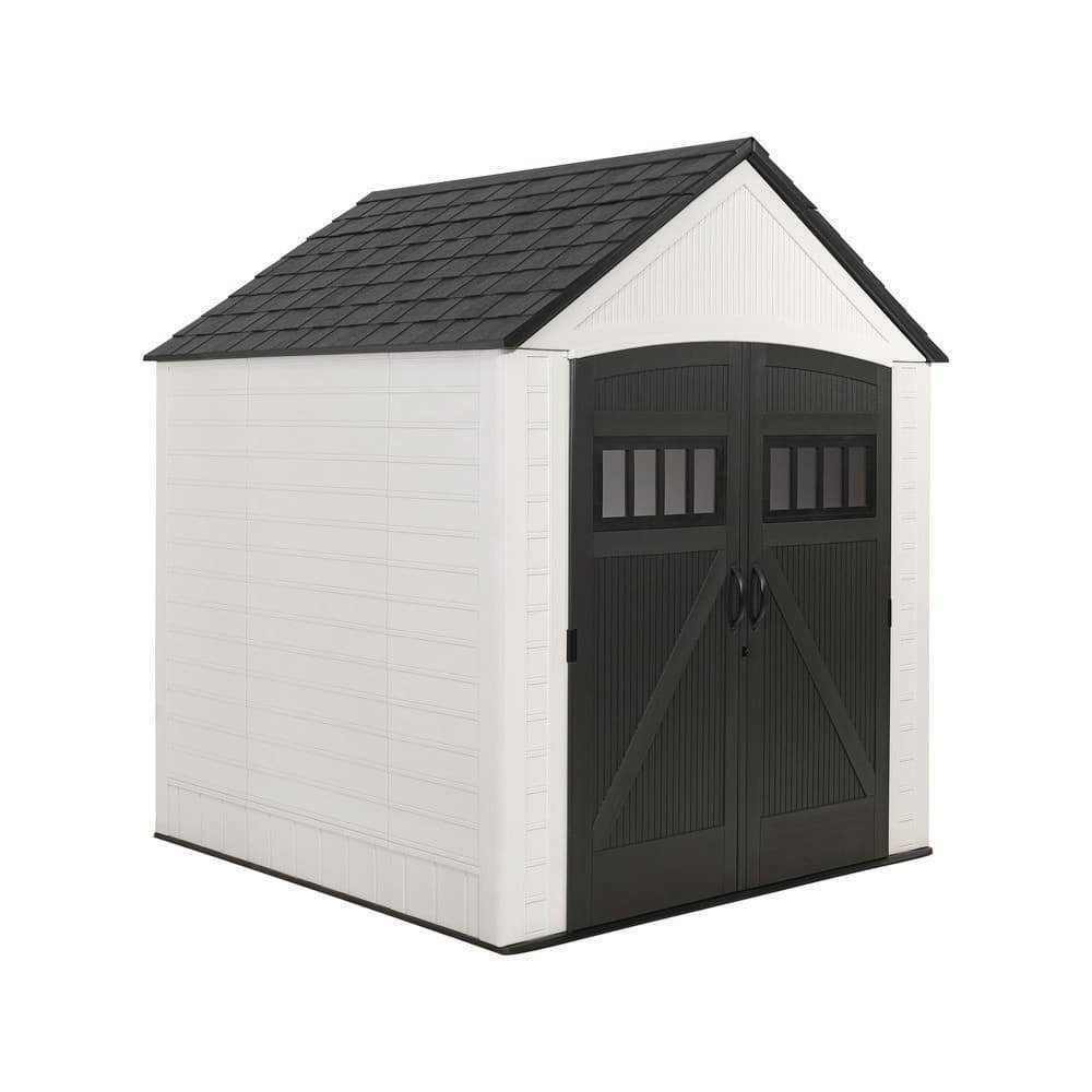 Rubbermaid Roughneck 7'x7' Storage Shed, White/Charcoal 2232115
