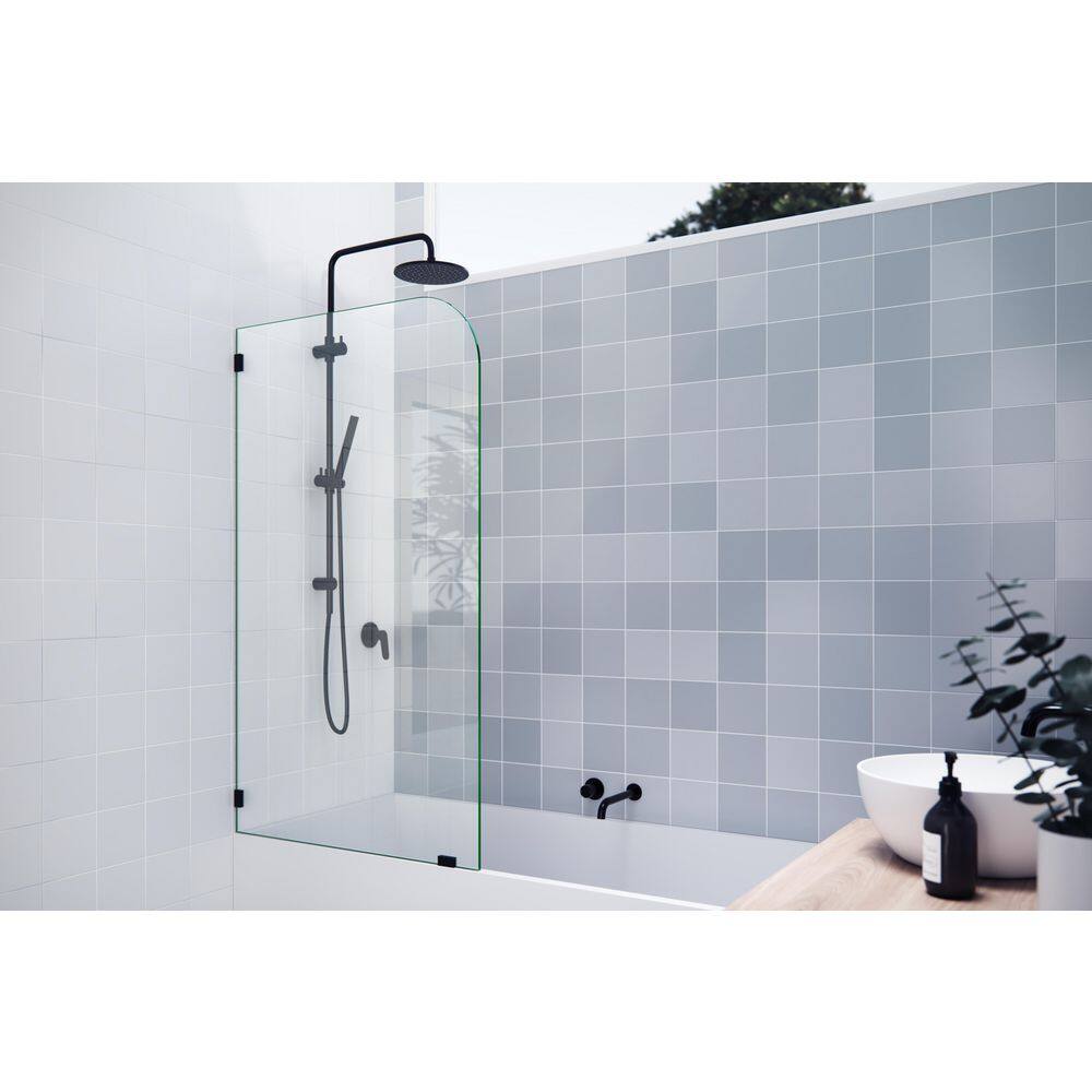 Solaris 30 in. W x 58.25 in. H Single Fixed Radius Panel Frameless Tub Door in Oil Rubbed Bronze Finish with Clear Glass price history on PriceWatchPro