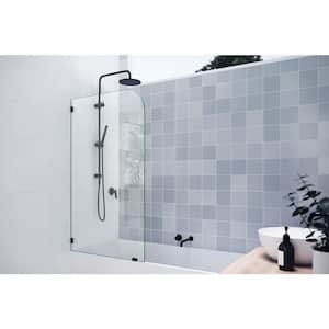 Solaris 30 in. W x 58.25 in. H Single Fixed Radius Panel Frameless Tub Door in Oil Rubbed Bronze Finish with Clear Glass