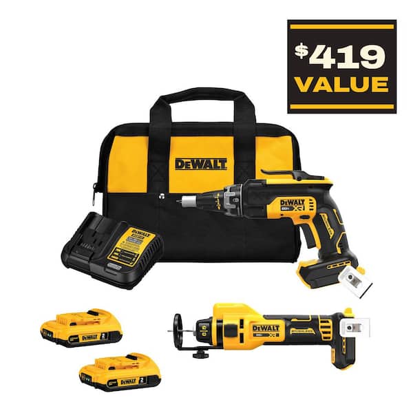 20-Volt Lithium-Ion Cordless Brushless Screwgun and Cut-Out Combo Kit with (2) 2.0Ah Batteries, Charger and Bag