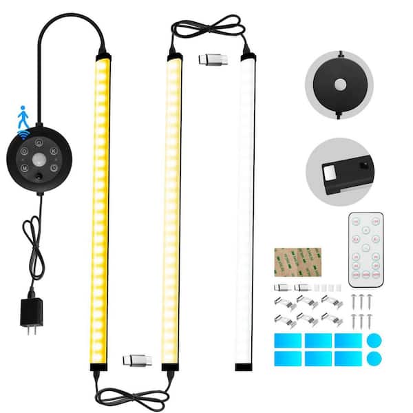 Plug in LED Under Cabinet Lights Bar, Dimmable Mini LED Closet Lamp with Timer Function, Counter Lighting Strip