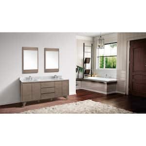 Coventry 73 in. Vanity in Gray Teak with Marble Top Vanity Top in Carrara White with White Basin