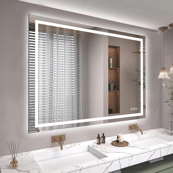 36 in. W x 48 in. H Rectangular Frameless Anti-Fog LED Front Light Backlit Wall Mirror Bathroom Vanity Mirror