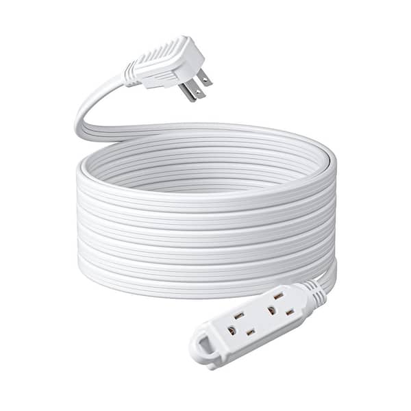 DEWENWILS 25 ft. 16/3 AWG Indoor Extension Cord with 3-Prong 3 Outlets and SPT-3 Cord, White, 1-Pack