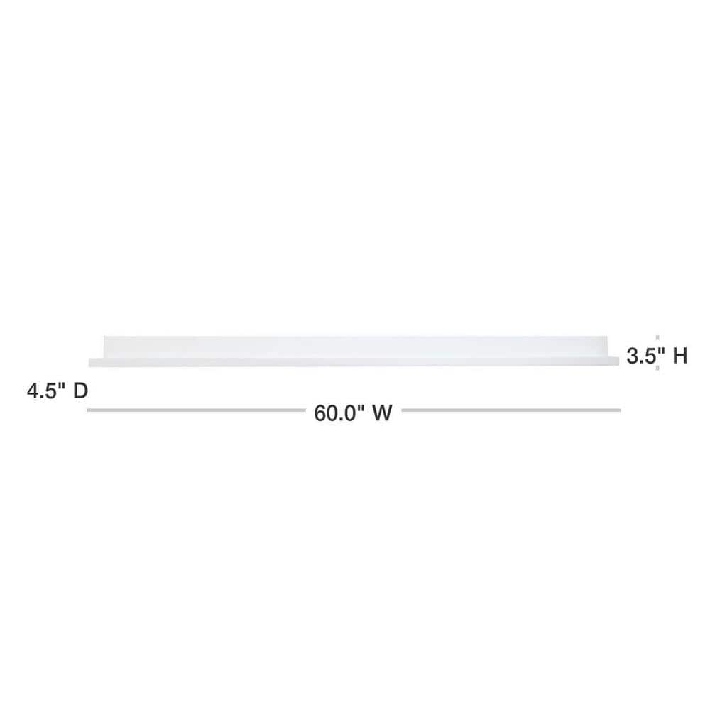 60-Inch White MDF Floating Wall Shelf for Living Room or Bedroom