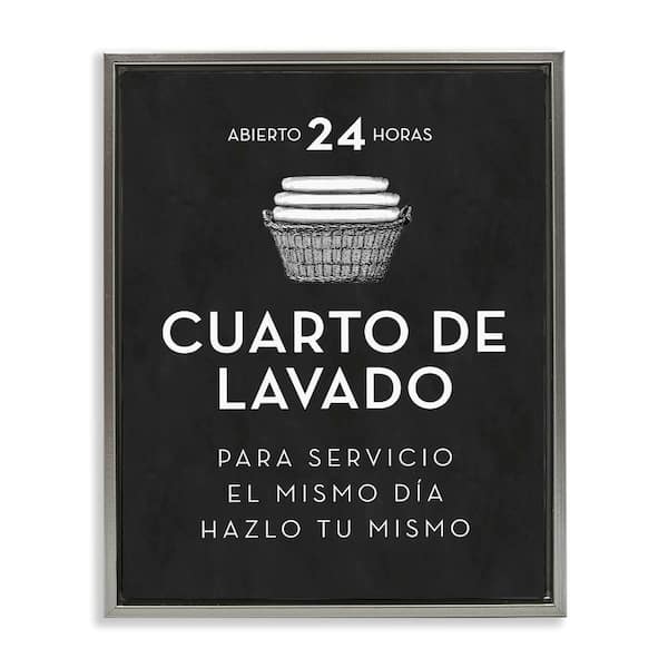 Stupell Industries Vintage Laundry Ad Black by Lettered and Lined Gray Floater Frame Typography Graphic Art Print 31 in. x 25 in.