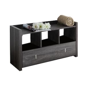 18.75 in. H x 34 in. W Gray Wooden Shoe Storage Bench with 3 Shelves