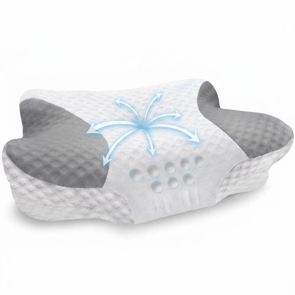 Cervical Neck Pillows for Pain Relief, Contour Memory Foam Pillows Ergonomic Neck Support, White Gray