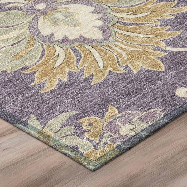 Chantille Machine Washable Indoor/Outdoor Abstract ACN3133 Purple 8 ft. x 8 ft. Round Rug