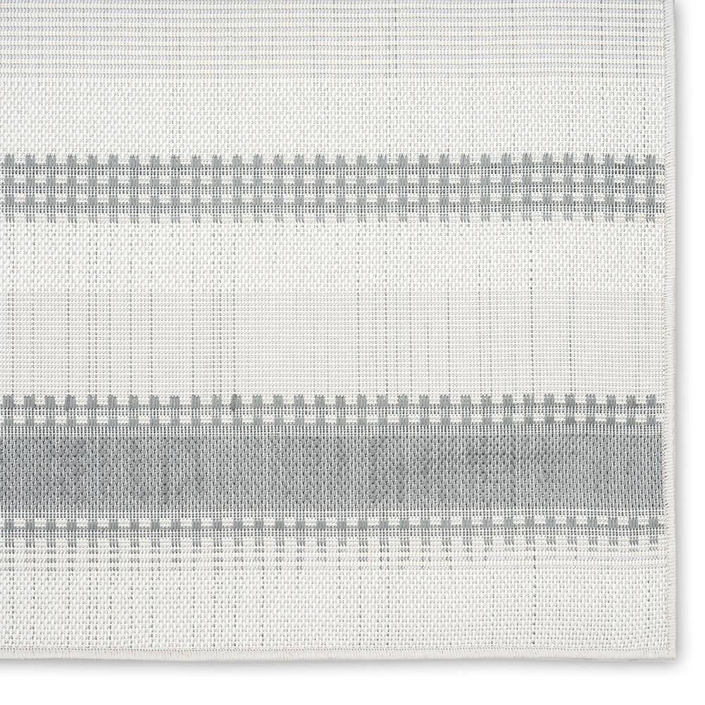 Gray and Cream Striped Synthetic 5' x 7' Indoor/Outdoor Rug