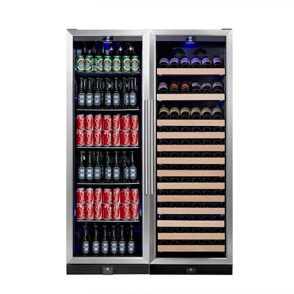 KingsBottle Dual Zone 47 in. 131-Bottle Wine and 450-Can Beverage Cooler