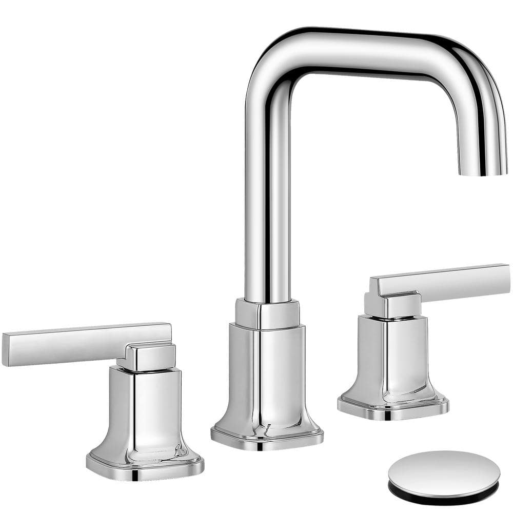 8 in. Widespread Double-Handle Bathroom Faucet with Pop-Up Drain in Polish 