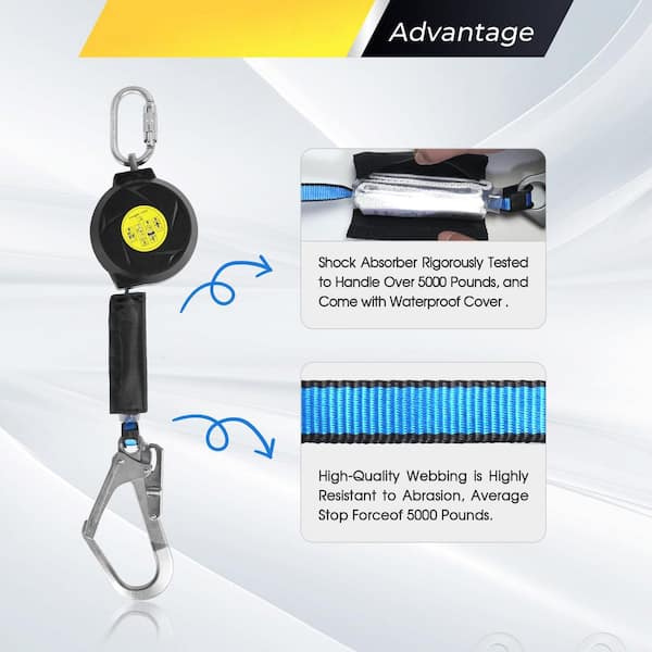 11 ft. Retractable Lifeline Fall Protection Safety Yoyo with Large