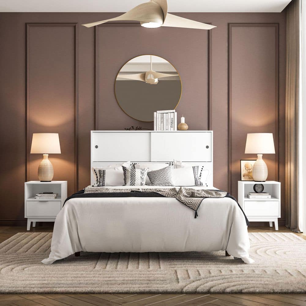 Polifurniture Victoria 3-Piece White Wood Queen Size Bedroom Set with 2 ...