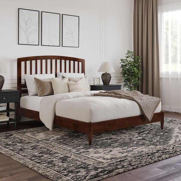 AFI Quincy Walnut Brown Solid Wood Frame Queen Low Profile Platform Bed