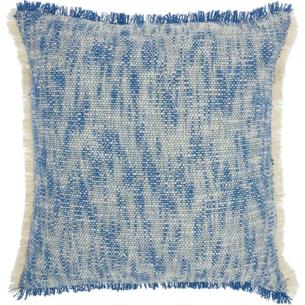Nourison Lifestyles Blue Abstract Fringe 20 in. x 20 in. Throw Pillow