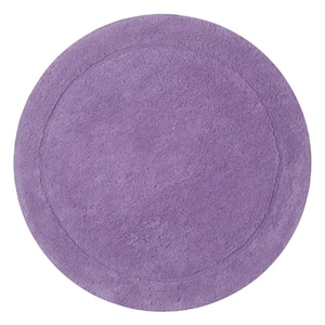 Waterford Collection 100% Cotton Tufted Non-Slip Bath Rug, 30 in. Round, Purple