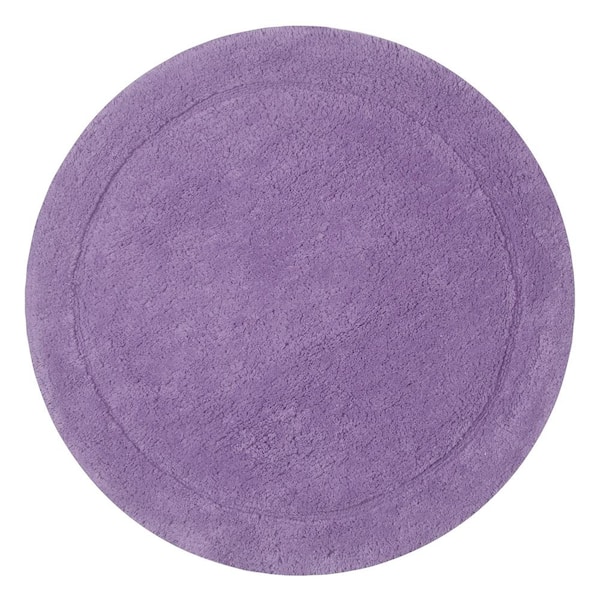 Waterford Collection 100% Cotton Tufted Non-Slip Bath Rug, 30 in. Round, Purple