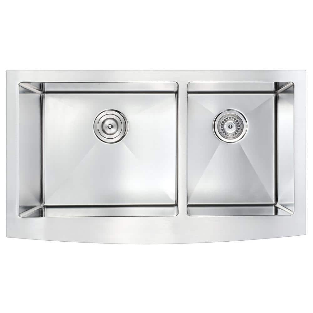 Elysian 36" Stainless Steel Farmhouse Double Bowl Kitchen Sink