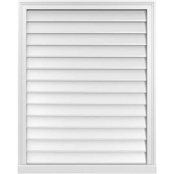 Ekena Millwork 32" x 40" Rectangular White PVC Paintable Gable Louver Vent Non-Functional