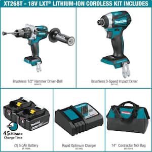 18V LXT 5.0Ah Lithium-ion Brushless Cordless Combo Kit 2-Piece (Hammer Drill/Impact Driver)