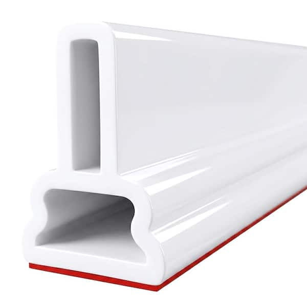 67 in Collapsible Silicone Rubber Shower Water Dam, 1.5 in High, White Threshold Barrier