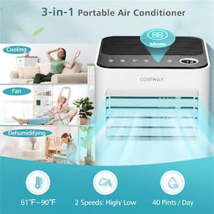5,000 BTU Portable Air Conditioner Cools 250 Sq. Ft. with Dehumidifier and Remote in Black