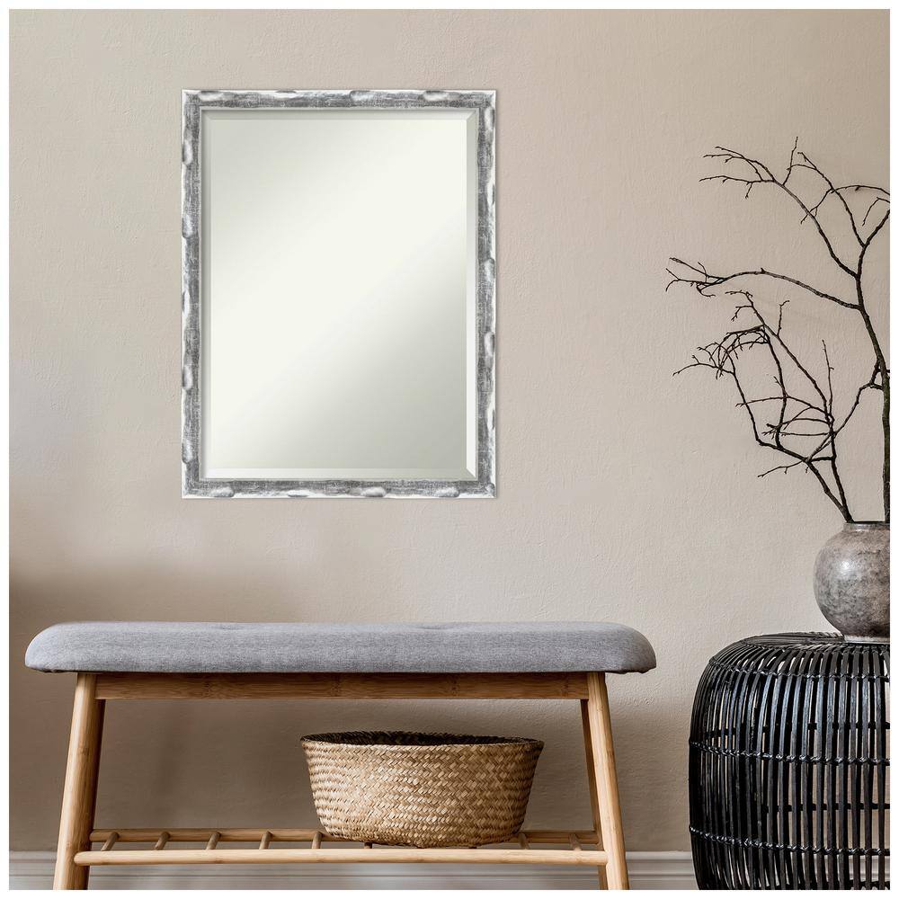 Scratched Wave Chrome 20" x 26" Rectangular Wall Mirror