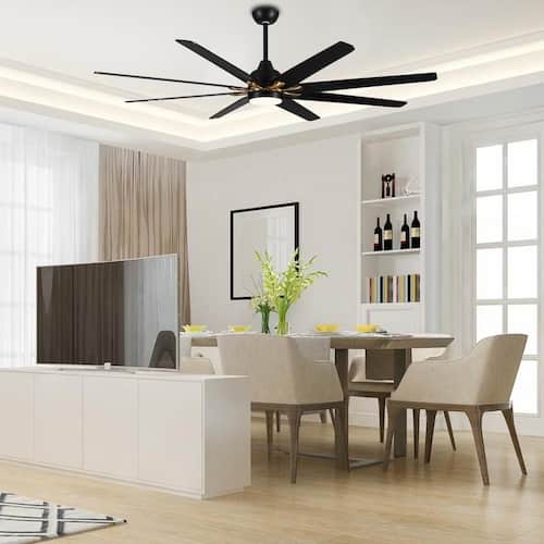 Modern Industrial 72 in. 1-Light Integrated LED Indoor Black Ceiling Fan Lighting with Dimmable Light Ceiling Fans With Lights